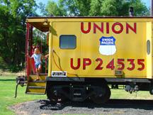 Summer on caboose at Wasco, Oregon